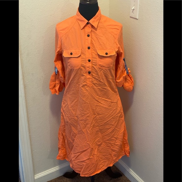 2 FOR $20 Kuhl Neon Orange Shirt Dress Size S Small - Picture 1 of 5